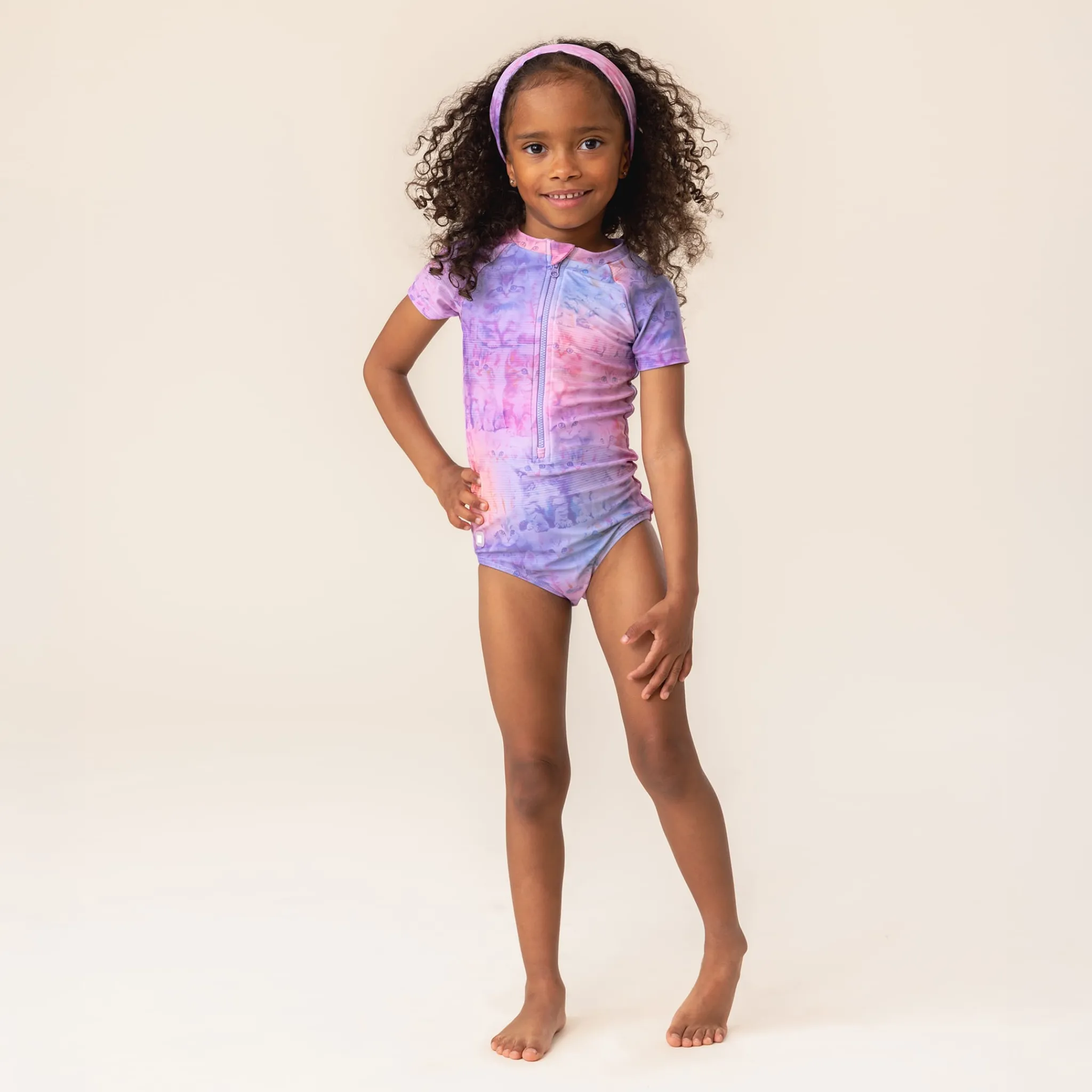 Kids Nano Kittens Uv Ss Swimsuit 2-14