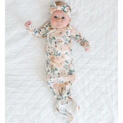 Copper Pearl Knotted Gown 0m+ - Autumn Flowers