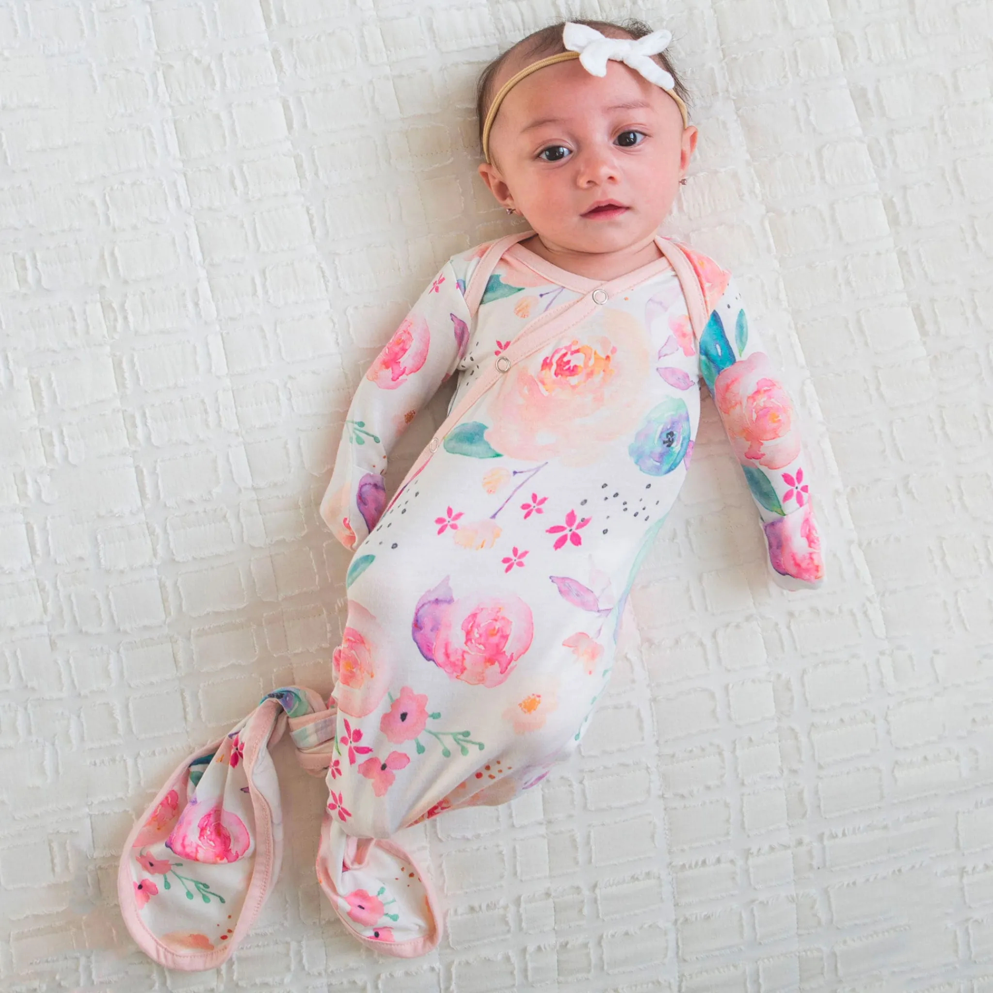 Copper Pearl Pajamas|Sleep Bags>Knotted Gown 0m+ - Bloom Flower