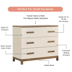 Dadada Baby Lala 3 Drawers Dresser Chest - Almont Walnut