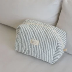 Dans Le Sac Large Quilted Pouch- Sage Stripes