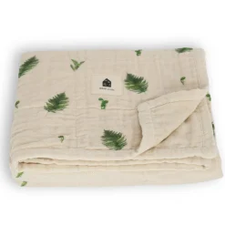 Kids House of Elia Throws|Blankets>4-Layer Muslin Blanket Twin Bed Size - Fern