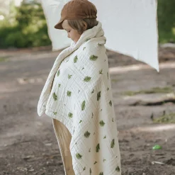Kids House of Elia Throws|Blankets>4-Layer Muslin Blanket Twin Bed Size - Fern