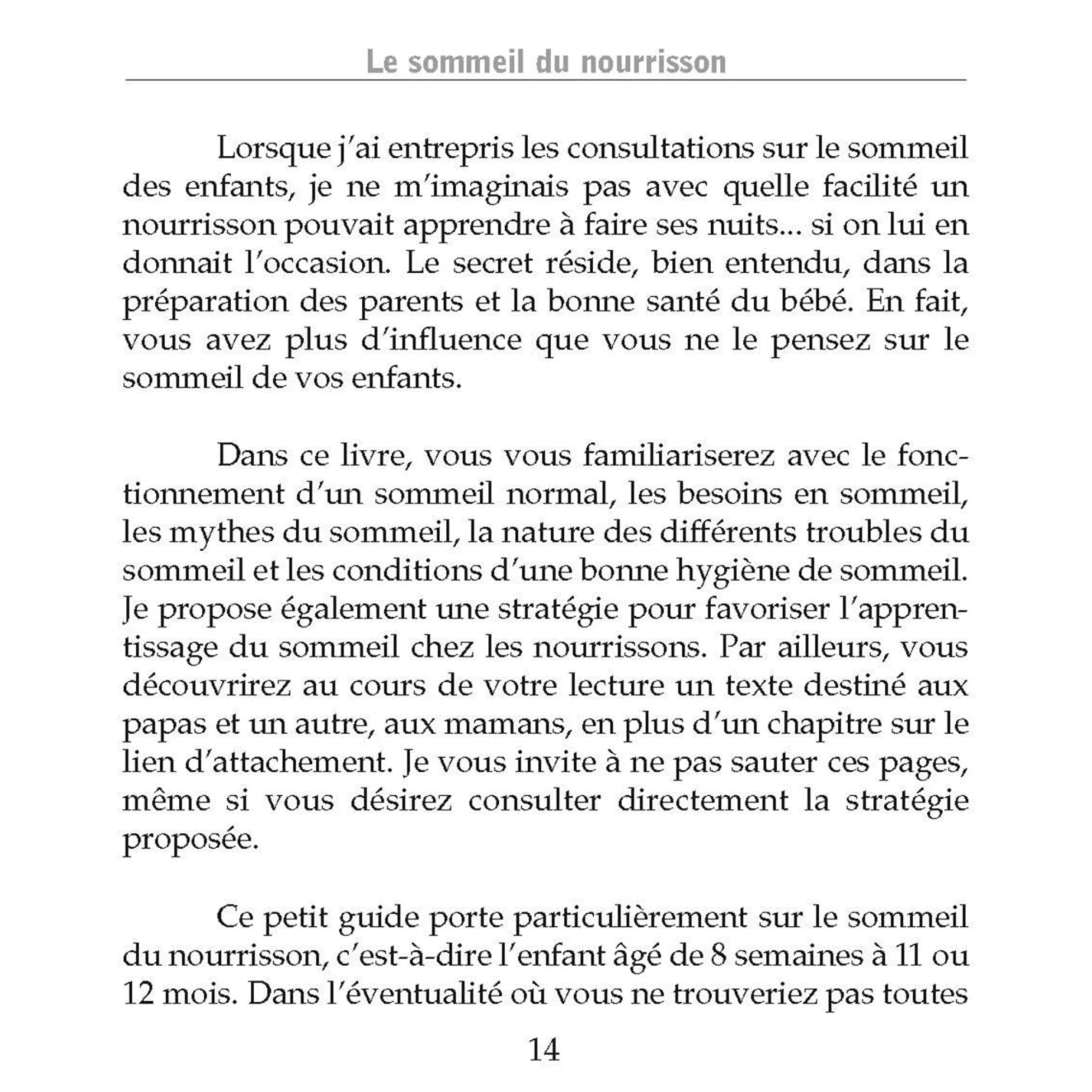 Prologue Le Sommeil du Nourisson - 2e Édition