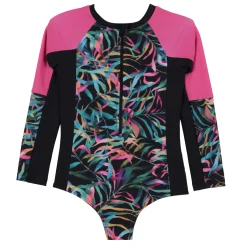 Kids Nano Swimsuits>Leafage Uv Ls Swimsuit 2-14