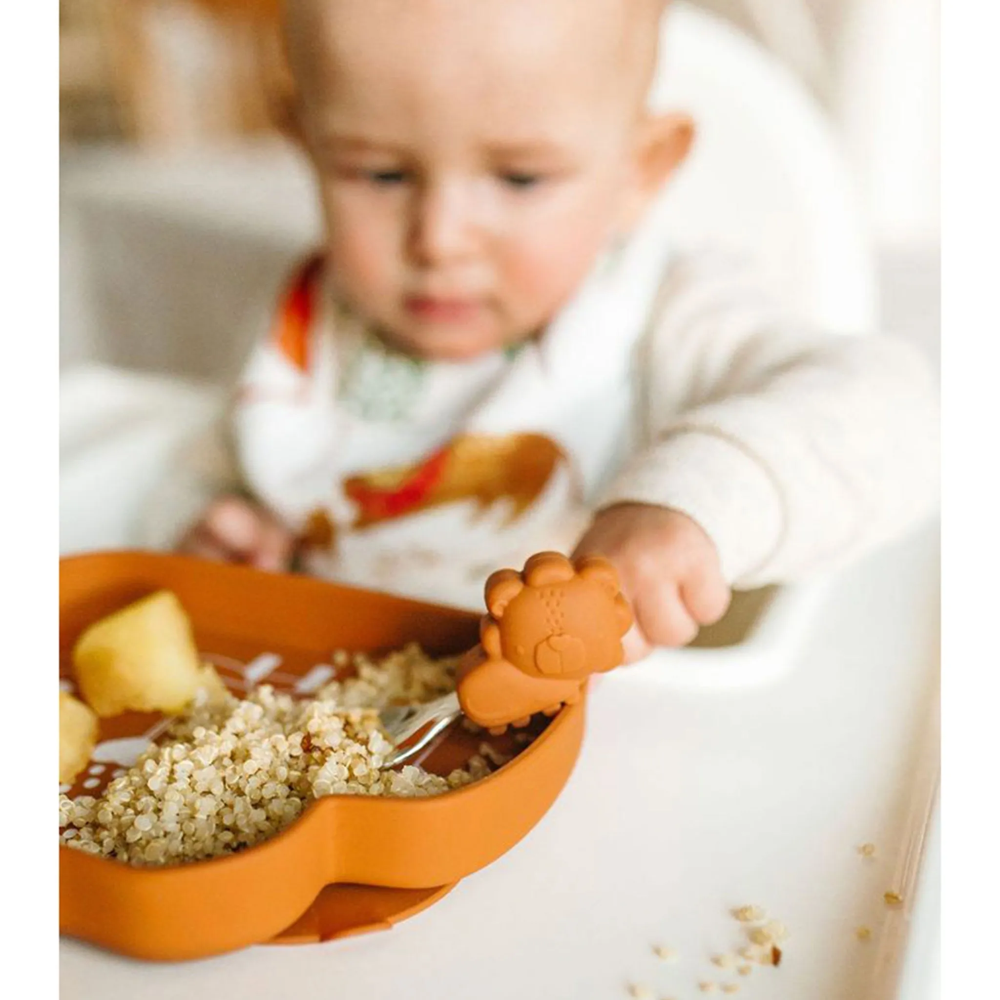 Kids Loulou Lollipop Tableware|Plates & Placemats>Learning Spoon and Fork Set - Lion