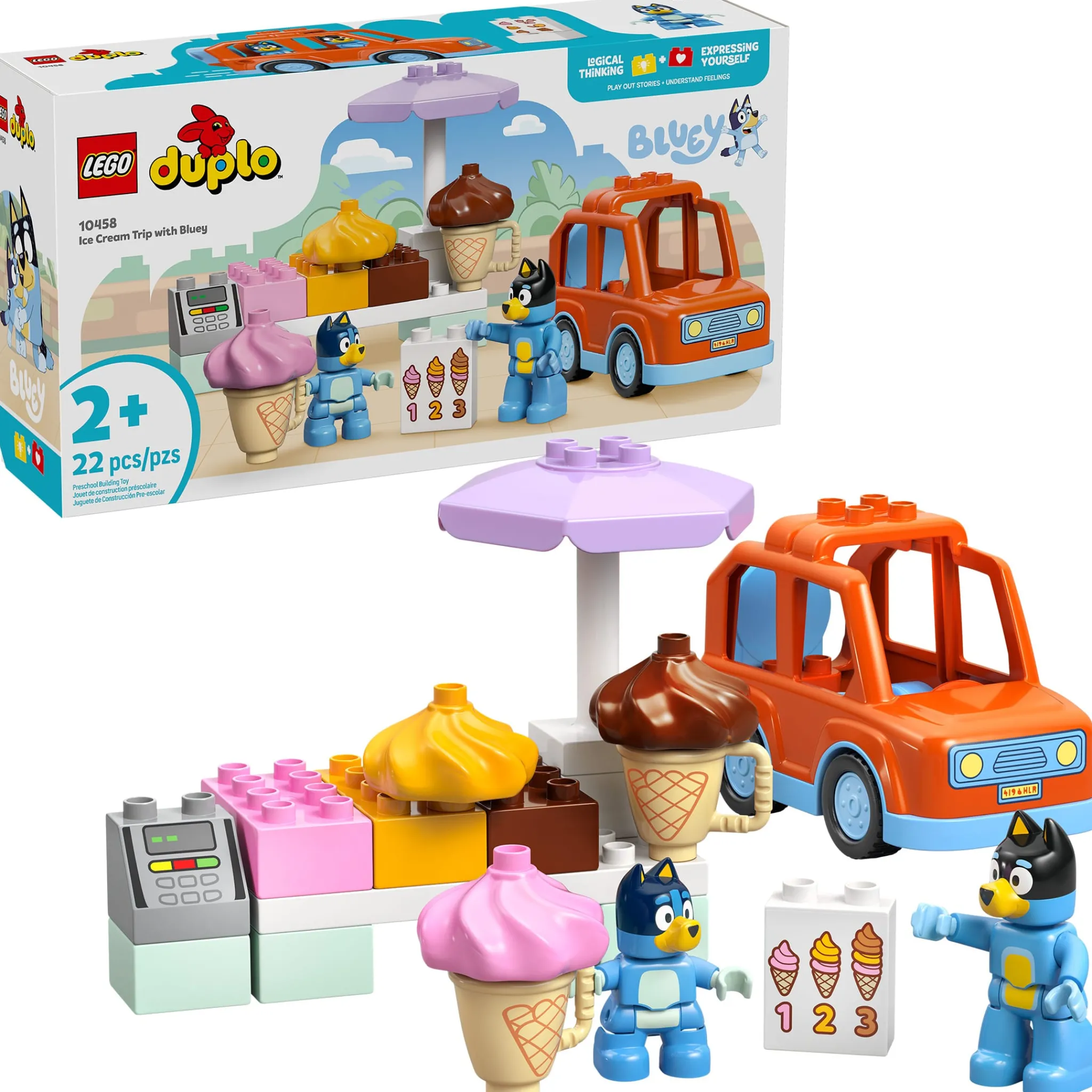 Kids LEGO® Assembly & Construction>DUPLO® Bluey Ice Cream Trip with Bluey