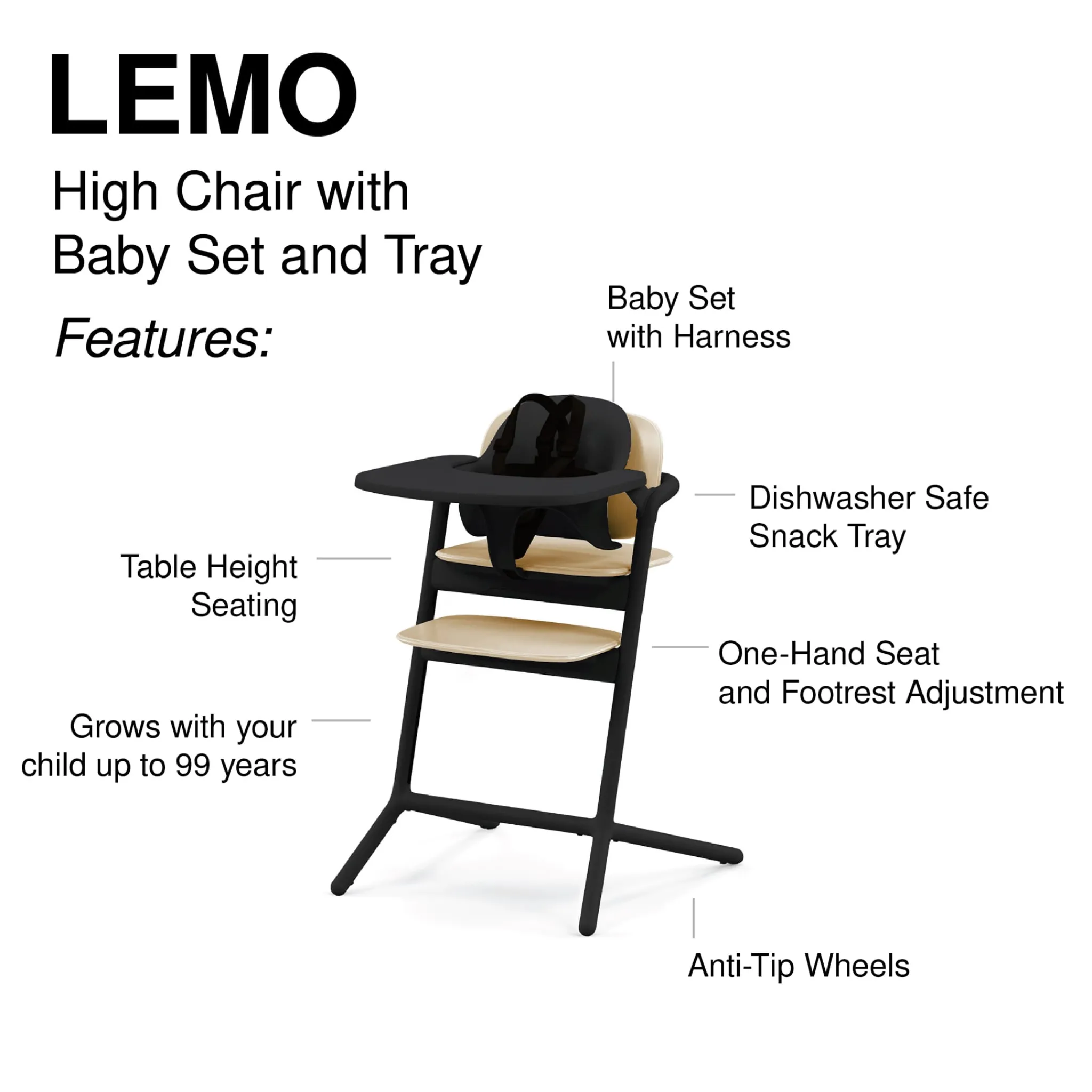Cybex High Chairs & Booster Seats|High Chairs & Booster Seats>Lemo 3-in-1 High Chair + Training Tower Set