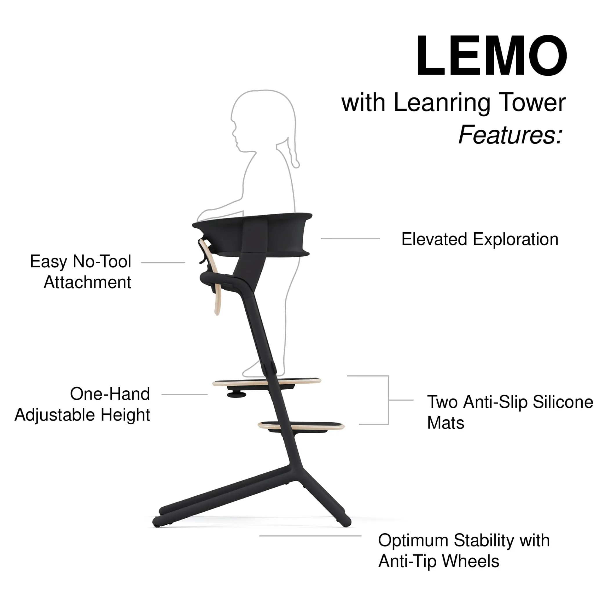Cybex High Chairs & Booster Seats|High Chairs & Booster Seats>Lemo 3-in-1 High Chair + Training Tower Set