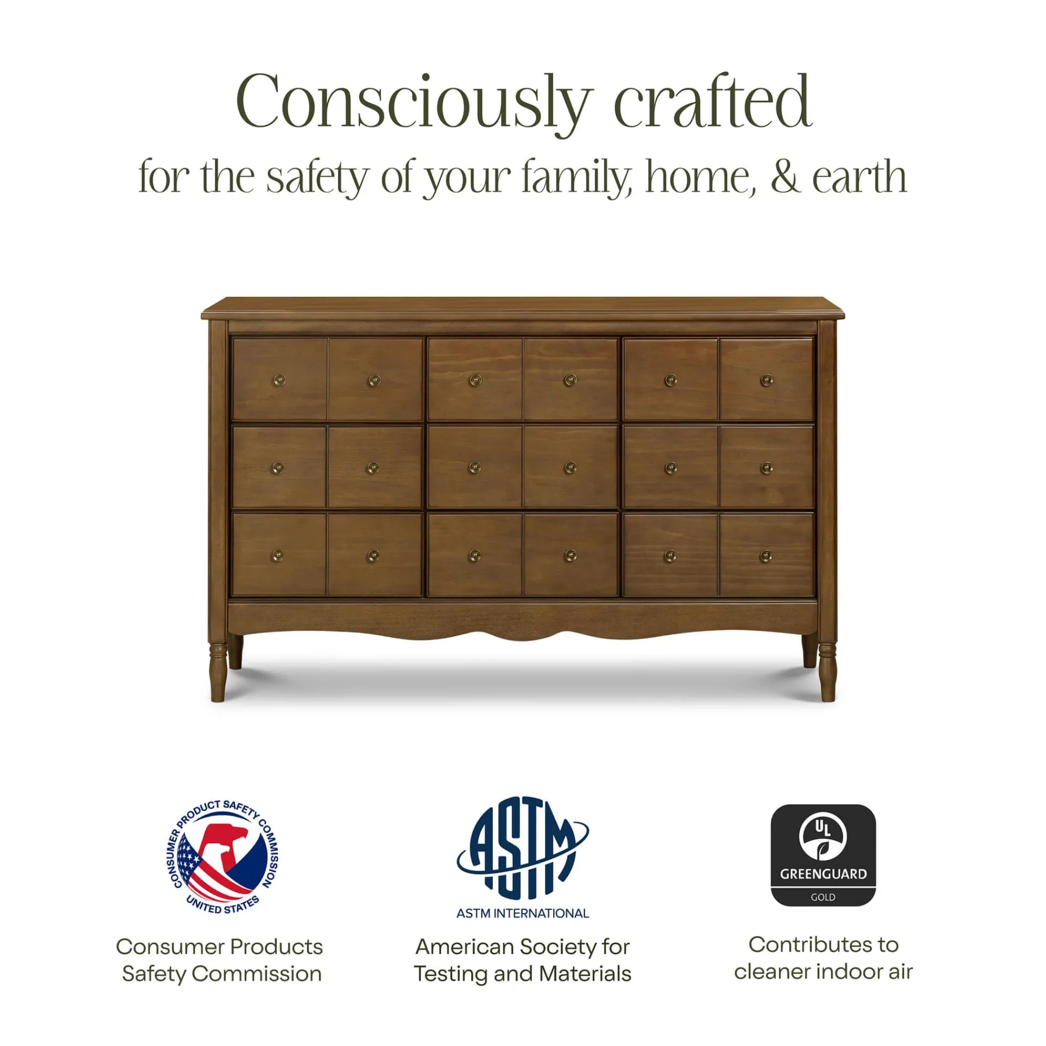 Namesake Storage Furniture>Liberty 9 Drawers Dresser - Natural Walnut