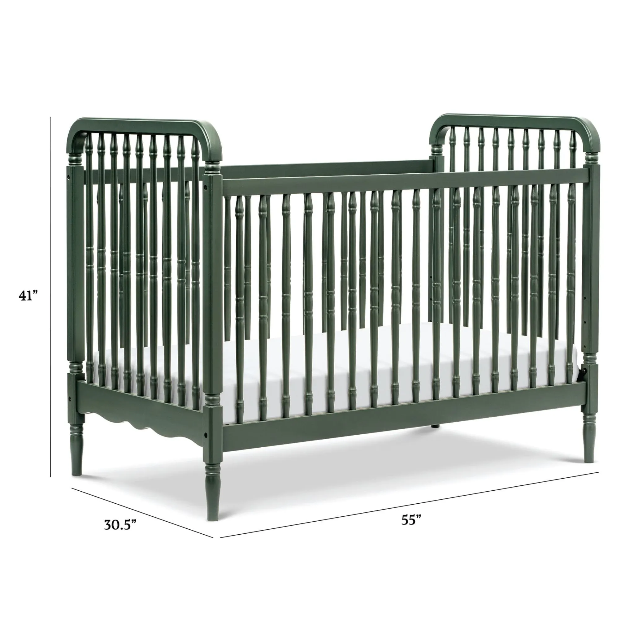 Namesake Liberty 3-in-1 Convertible Spindle Crib With Conversion Kit - Forest Green