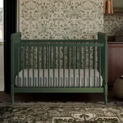 Namesake Liberty 3-in-1 Convertible Spindle Crib With Conversion Kit - Forest Green