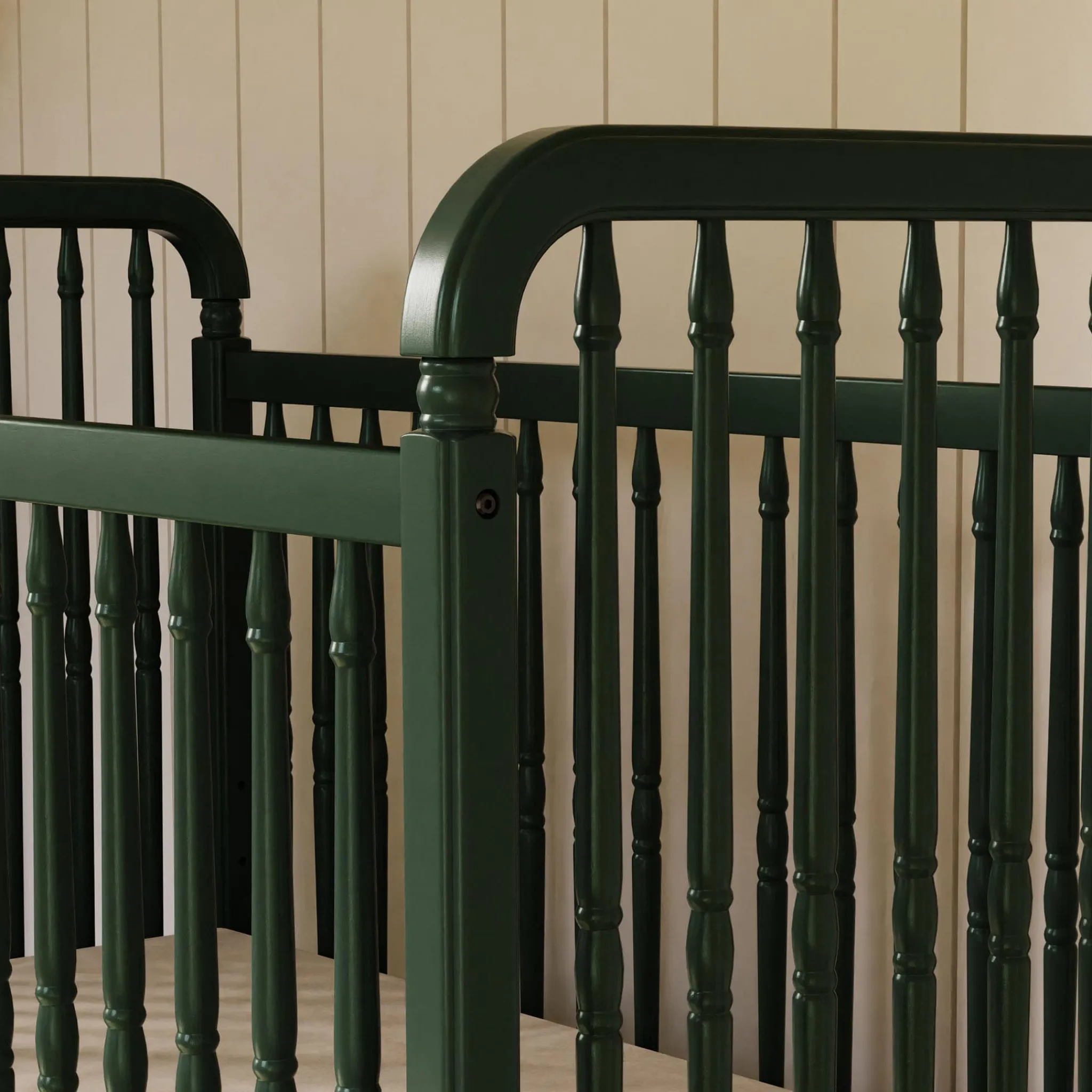 Namesake Liberty 3-in-1 Convertible Spindle Crib With Conversion Kit - Forest Green