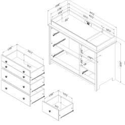 South Shore Little Smileys Changing Table with Station - Gray Oak