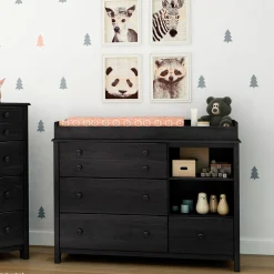 South Shore Little Smileys Changing Table with Station - Gray Oak