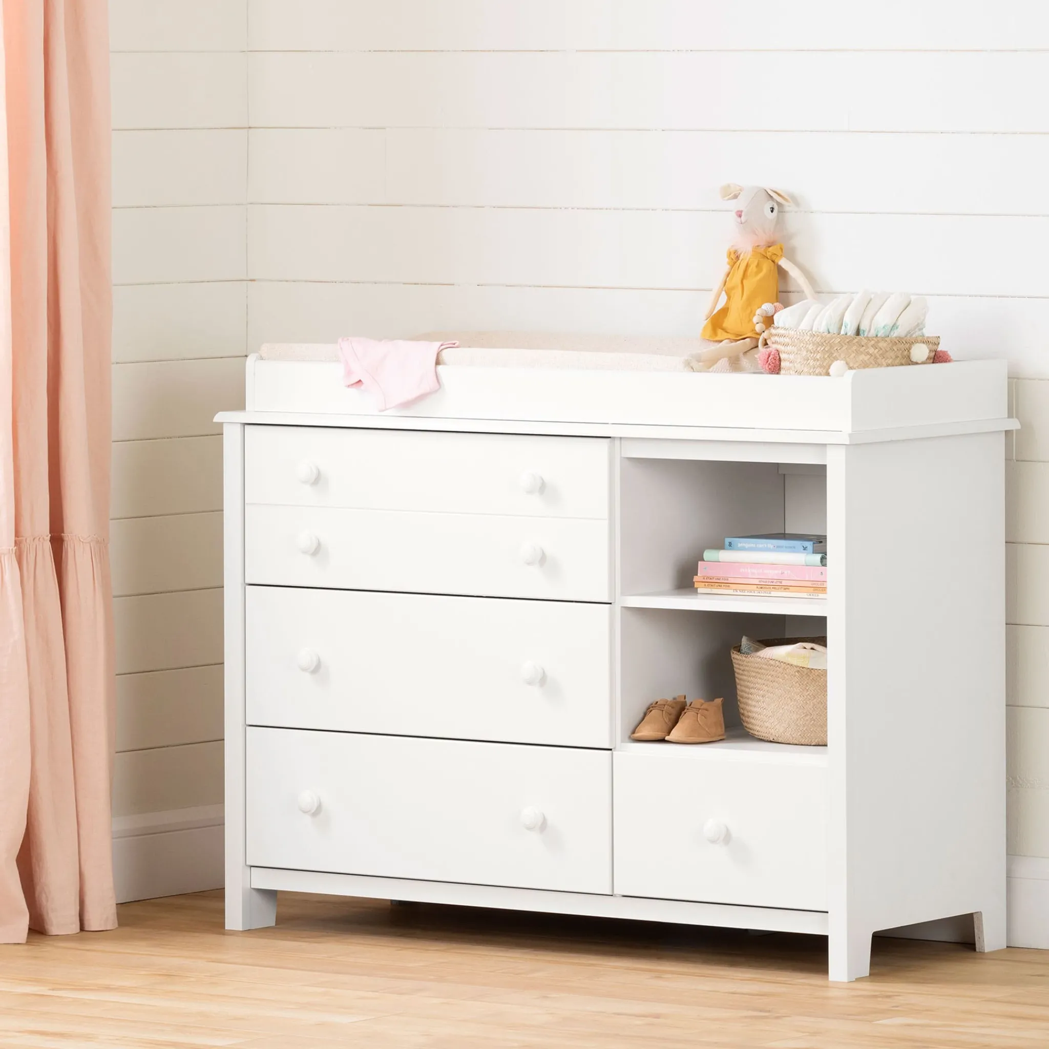 South Shore Changing Tables>Little Smileys Changing Table with Station - Pure White