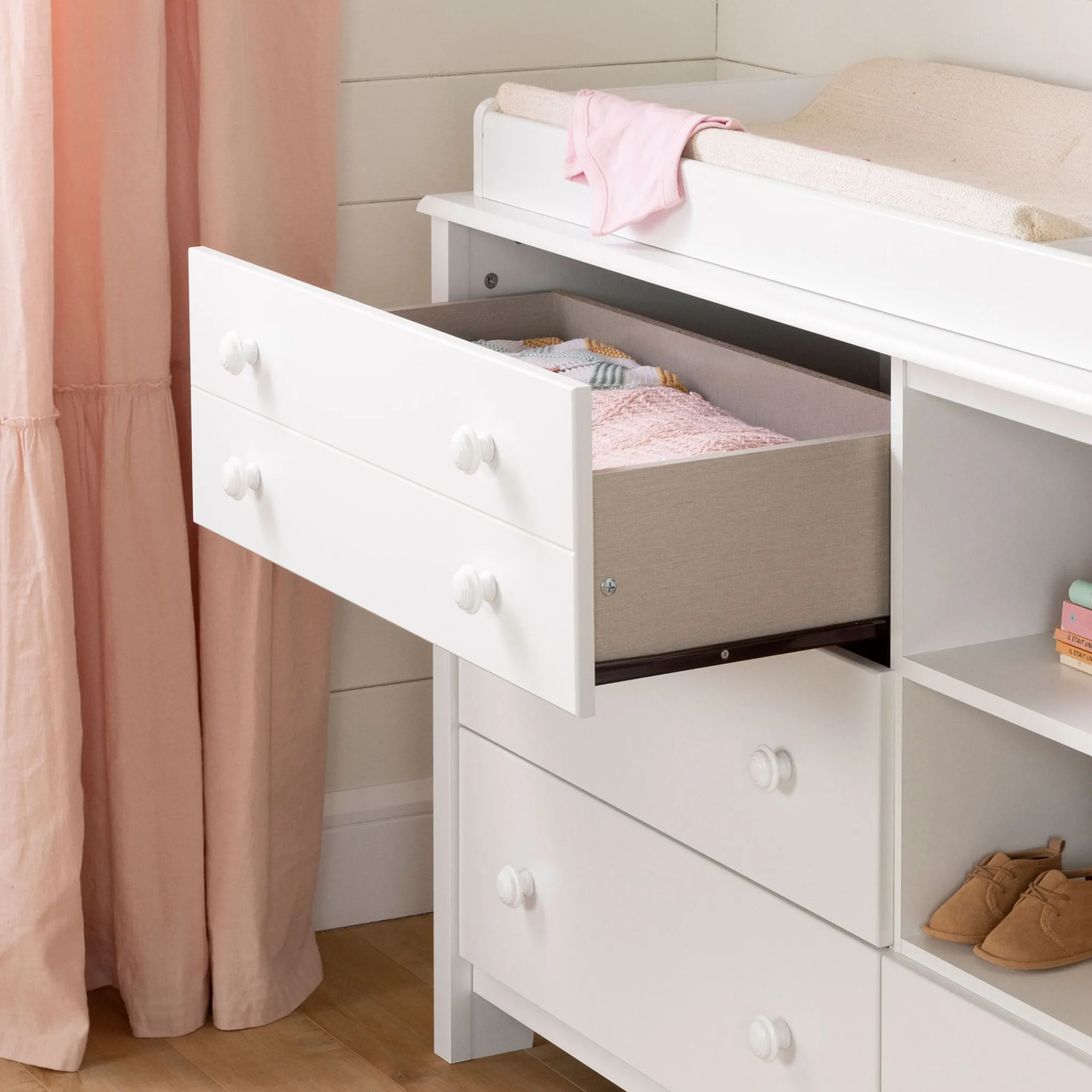 South Shore Changing Tables>Little Smileys Changing Table with Station - Pure White