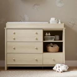 South Shore Little Smileys Changing Table with Removable Station - Bleached Oak
