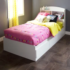 South Shore Logik Twin bed with 3 Drawers - White