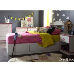 South Shore Logik Twin bed with 3 Drawers - White