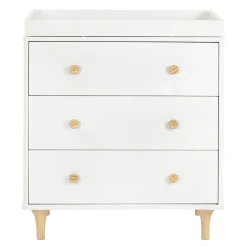 Babyletto Changing Tables>Lolly 3-Drawer Changer Dresser with Removable Changing Tray - White / Natural