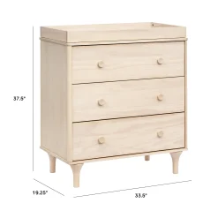 Babyletto Lolly 3-Drawer Changer Dresser with Removable Changing Tray - Washed Natural