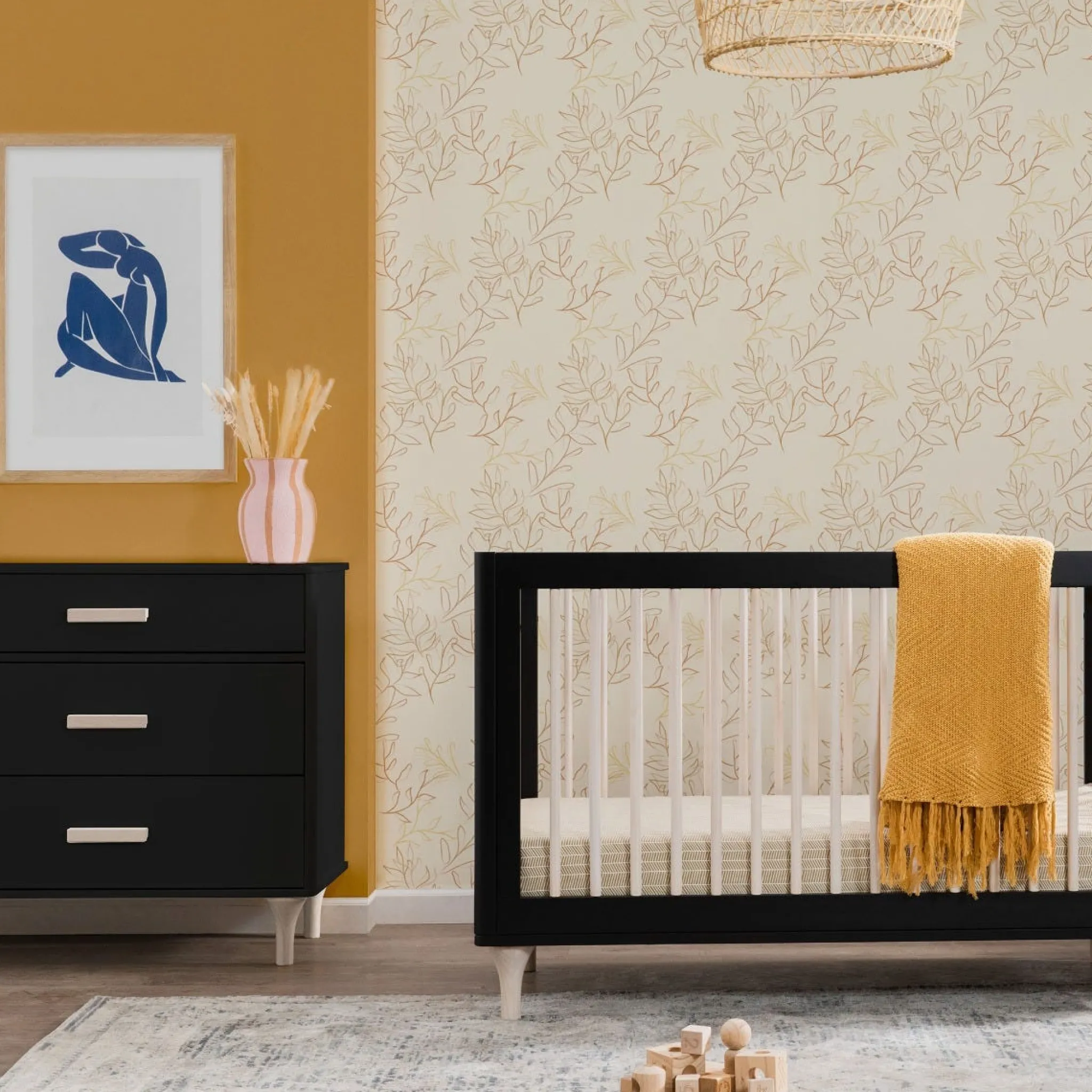 Babyletto Lolly 6-Drawer Double Dresser - Black / Washed Natural