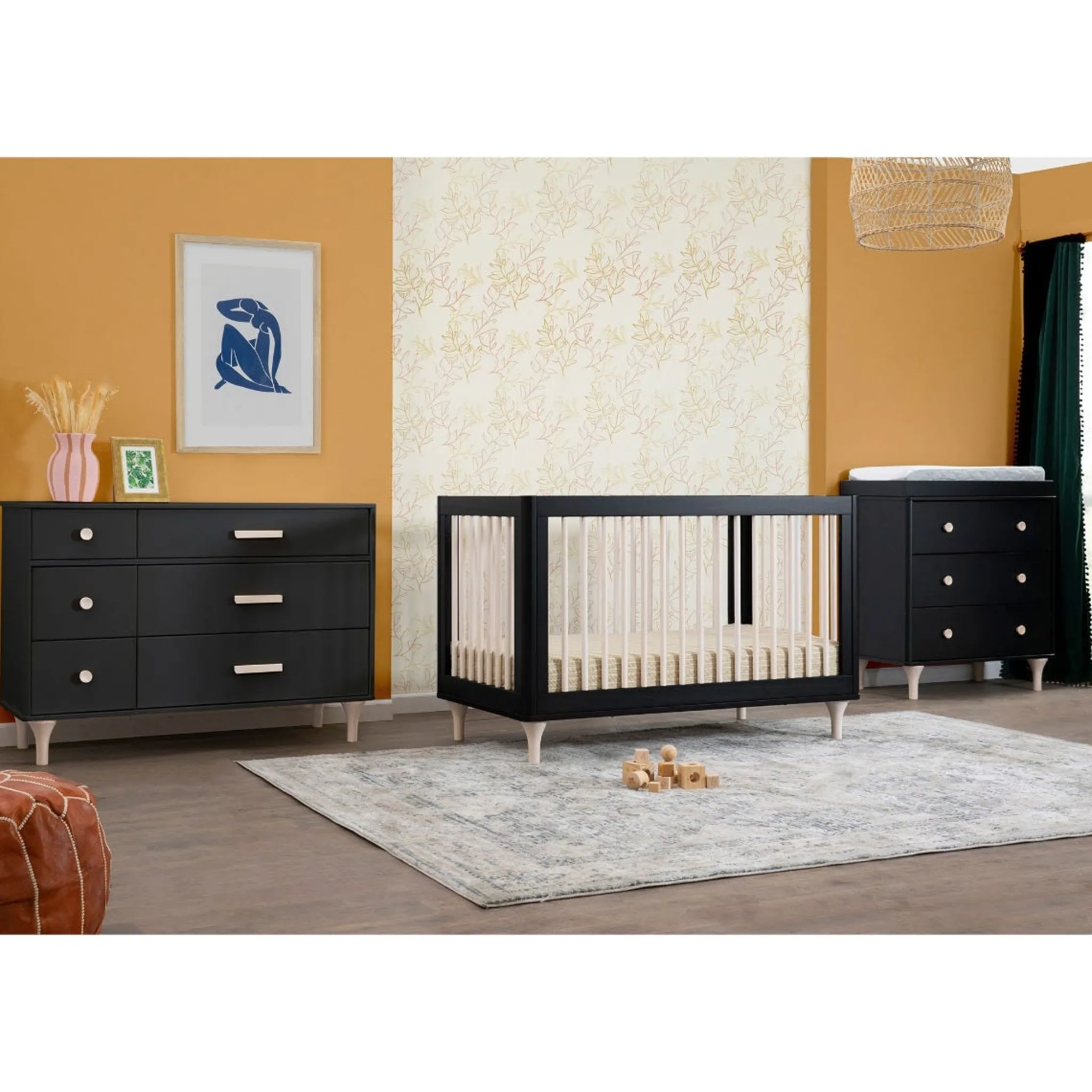 Babyletto Lolly 6-Drawer Double Dresser - Black / Washed Natural