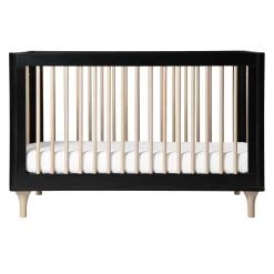 Babyletto Lolly 3-in-1 Convertible Crib with Toddler Bed Conversion - Black / Washed Natural