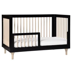 Babyletto Lolly 3-in-1 Convertible Crib with Toddler Bed Conversion - Black / Washed Natural