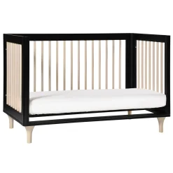 Babyletto Lolly 3-in-1 Convertible Crib with Toddler Bed Conversion - Black / Washed Natural