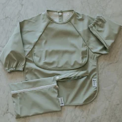 Kids Micasso Long-sleeved Bib with integrated pocket 6-24m - Sage