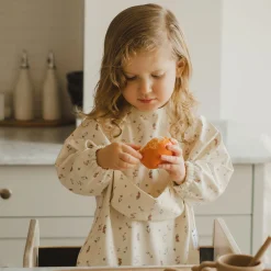 Kids Micasso Bibs|Breastfeeding>Long-sleeved Bib with integrated pocket 6-24m - Les Fleurs