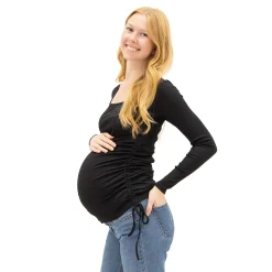 Bella Maternite Tops>Lounge Maternity Rib Top