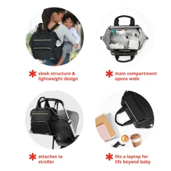 Skip Hop Diaper Bags|Diaper Bags>Mainframe Wide Open Diaper Backpack - Black