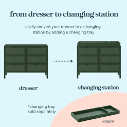 DaVinci Margot 6 Drawers Dresser - Forest Green