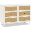 Namesake Storage Furniture>Marin with Cane 6 Drawer Assembled Dresser - Warm White and Honey Cane