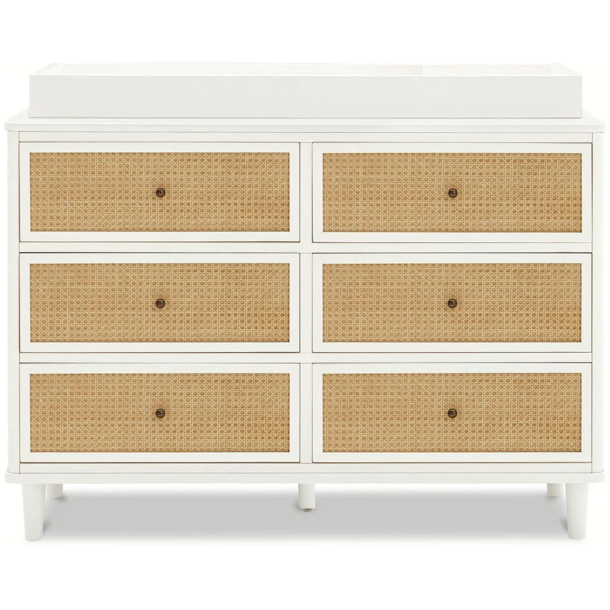 Namesake Storage Furniture>Marin with Cane 6 Drawer Assembled Dresser - Warm White and Honey Cane