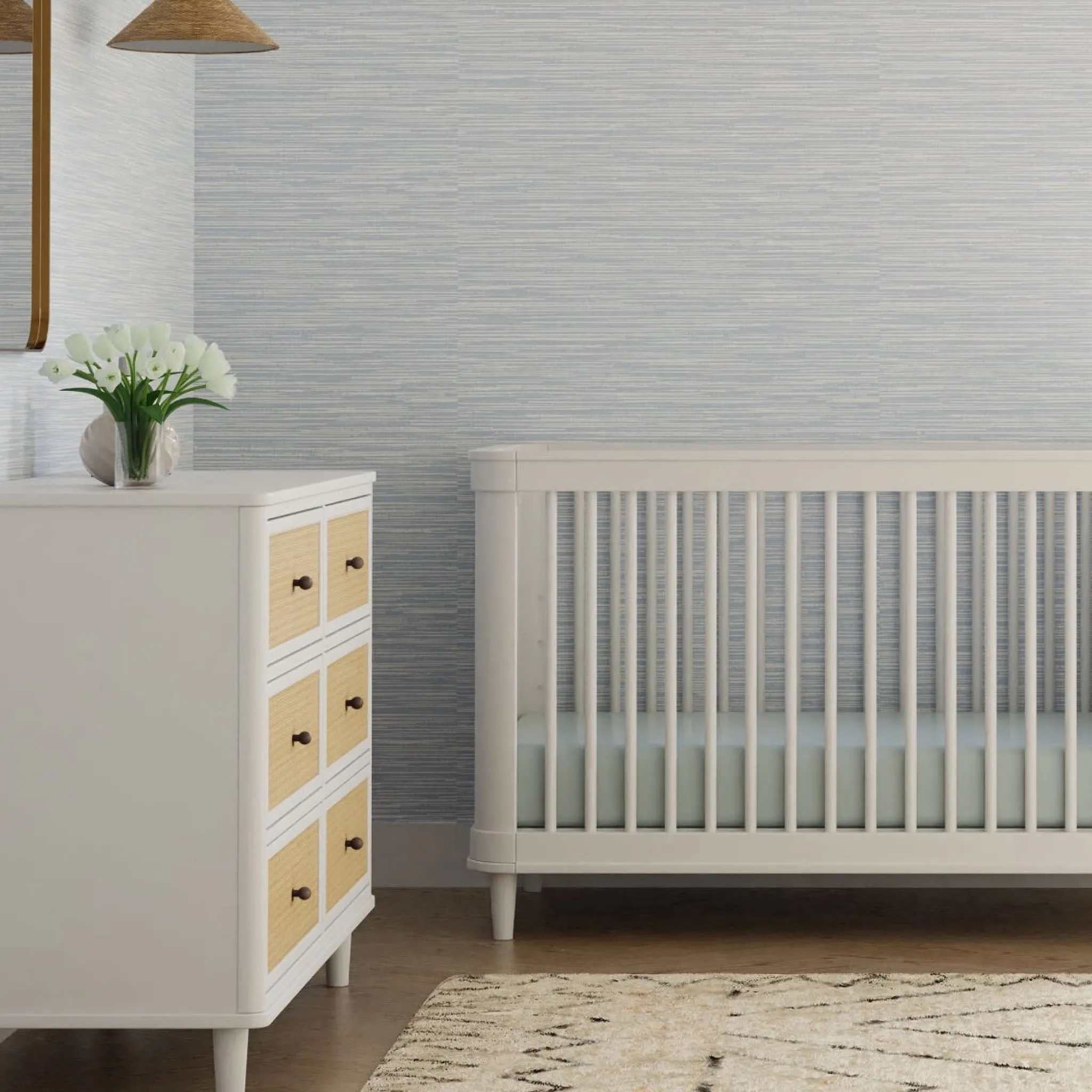 Namesake Storage Furniture>Marin with Cane 6 Drawer Assembled Dresser - Warm White and Honey Cane