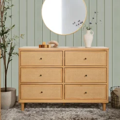 Namesake Storage Furniture>Marin with Cane 6 Drawer Assembled Dresser - Honey and Honey Cane