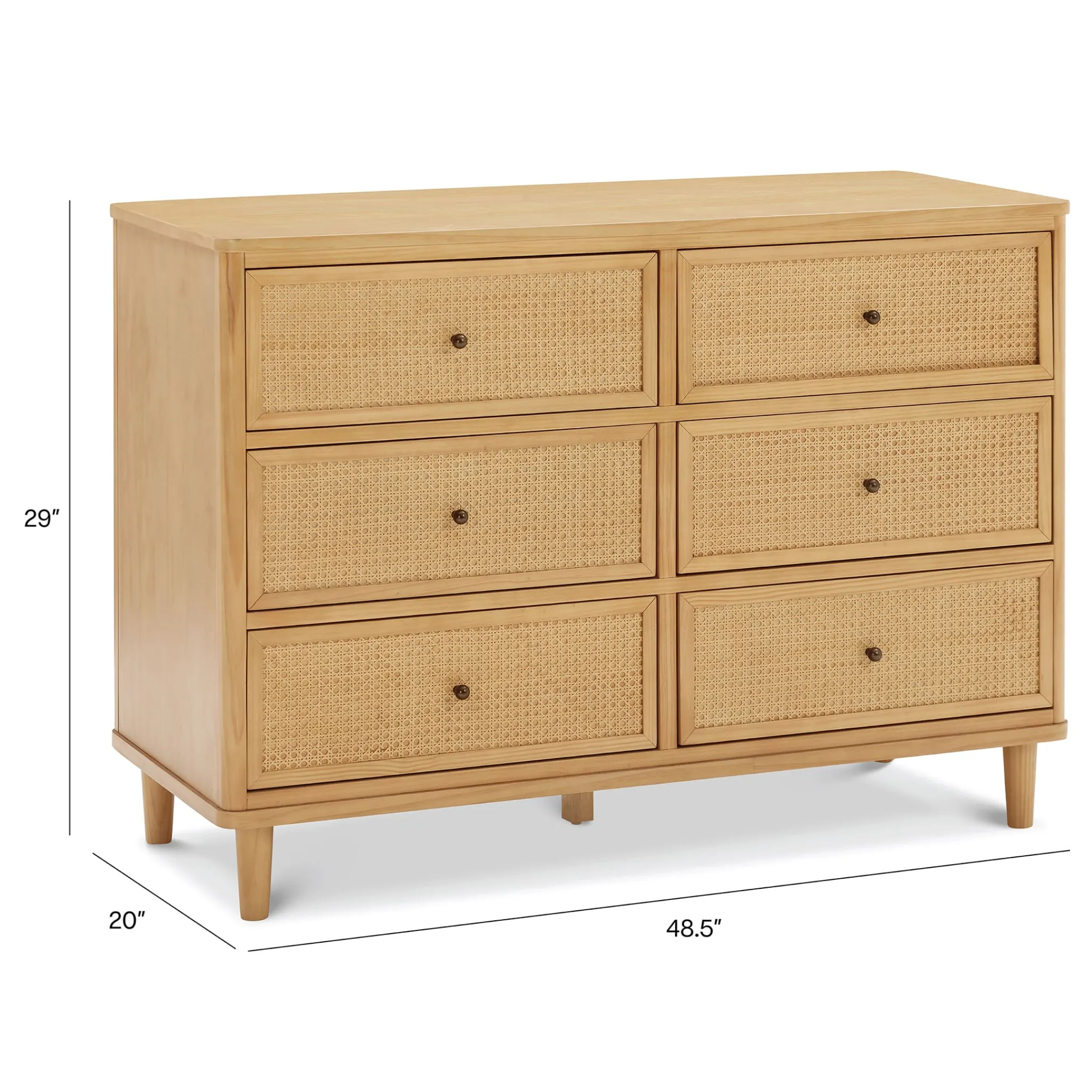 Namesake Storage Furniture>Marin with Cane 6 Drawer Assembled Dresser - Honey and Honey Cane