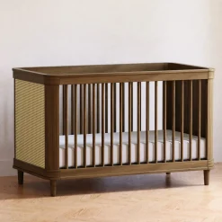 Namesake Cribs & Mattresses|Cribs & Mattresses>Marin with Cane 3-in-1 Convertible Crib - Walnut