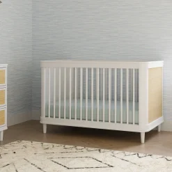 Namesake Marin with Cane 3-in-1 Convertible Crib - Warm White and Honey Cane