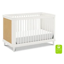 Namesake Marin with Cane 3-in-1 Convertible Crib - Warm White and Honey Cane