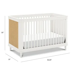 Namesake Marin with Cane 3-in-1 Convertible Crib - Warm White and Honey Cane