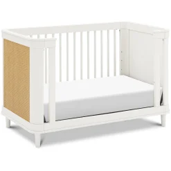 Namesake Marin with Cane 3-in-1 Convertible Crib - Warm White and Honey Cane