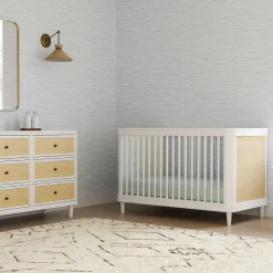Namesake Marin with Cane 3-in-1 Convertible Crib - Warm White and Honey Cane