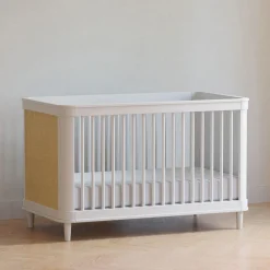 Namesake Marin with Cane 3-in-1 Convertible Crib - Warm White and Honey Cane