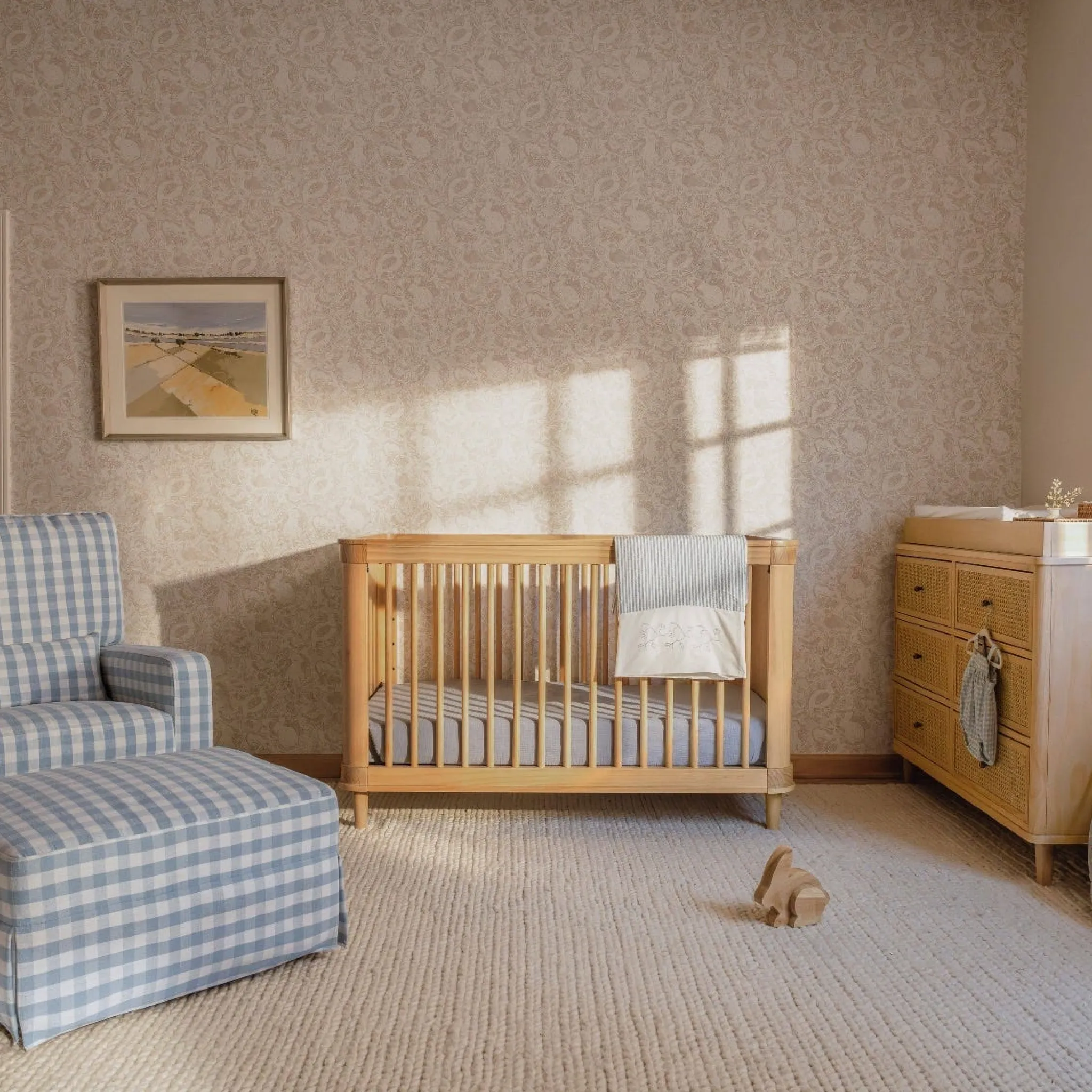 Namesake Cribs & Mattresses|Cribs & Mattresses>Marin with Cane 3-in-1 Convertible Crib - Honey and Honey Cane