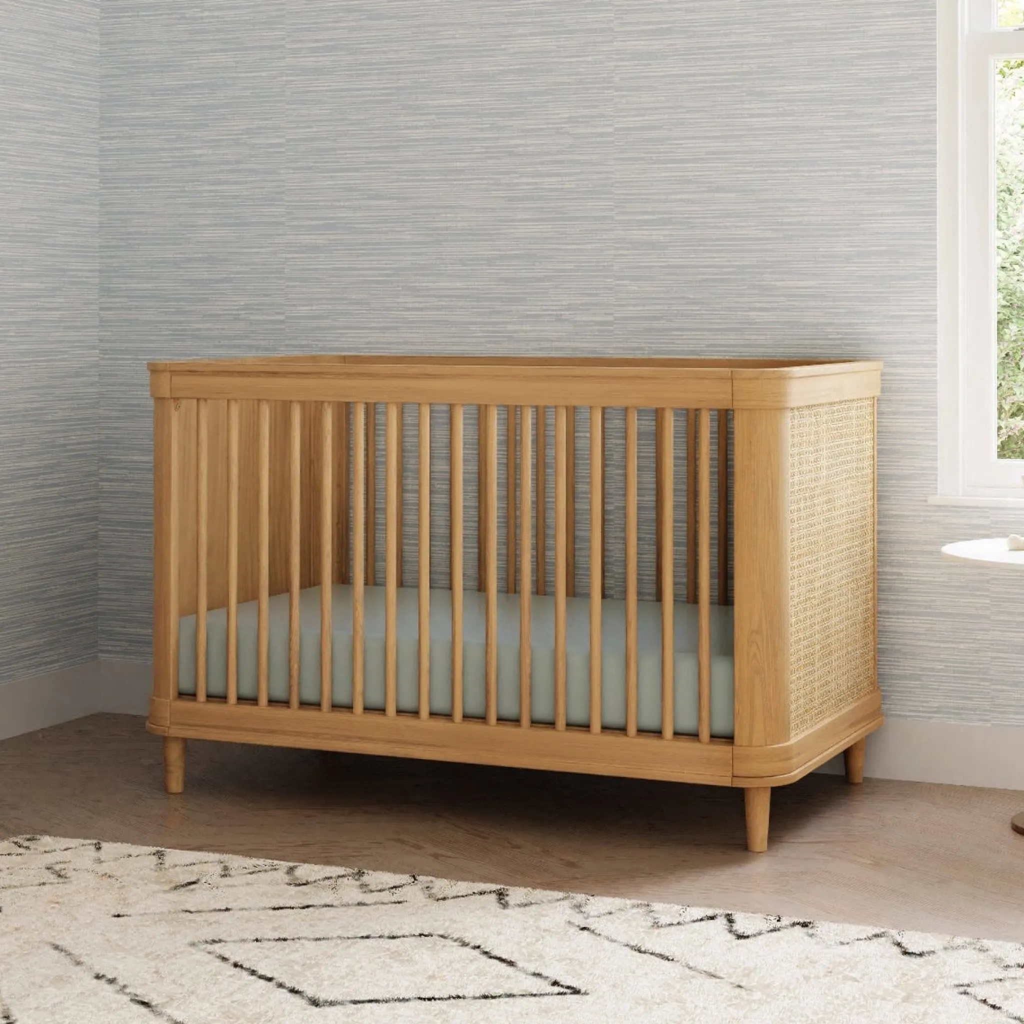 Namesake Cribs & Mattresses|Cribs & Mattresses>Marin with Cane 3-in-1 Convertible Crib - Honey and Honey Cane